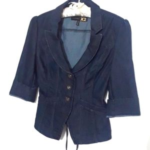 Express Quality Denim X2 Lace Up Jean Jacket